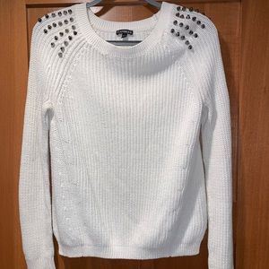 Express M white studded sweater